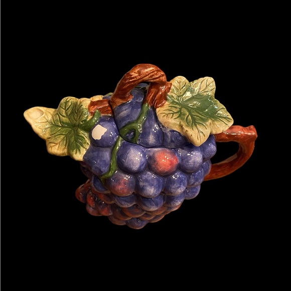 Sakura Sonoma China Purple grape vine two cup hand painted teapot 6" collectors - Picture 4 of 11